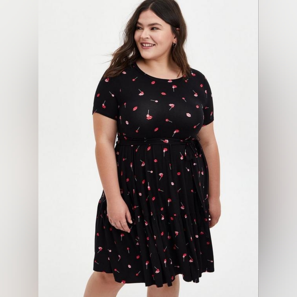 Torrid Lollipop and Lips Super Soft Knit Skater Dress 3x